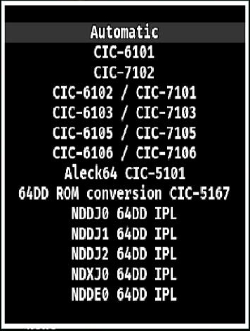 Manual CIC options menu